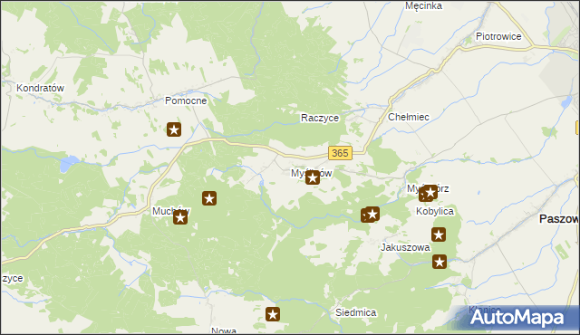 mapa Myślinów, Myślinów na mapie Targeo