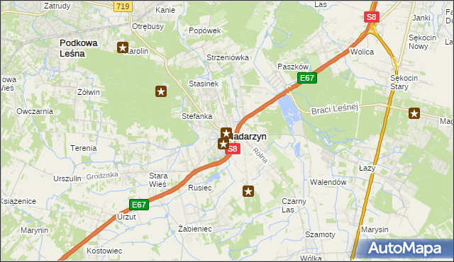 mapa Nadarzyn powiat pruszkowski, Nadarzyn powiat pruszkowski na mapie Targeo