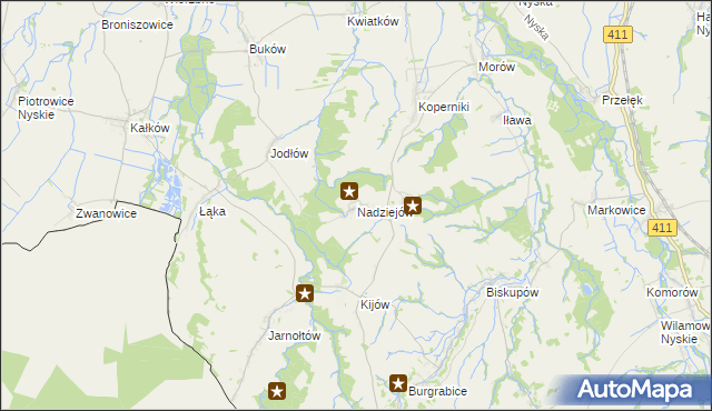 mapa Nadziejów gmina Otmuchów, Nadziejów gmina Otmuchów na mapie Targeo