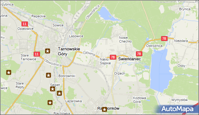 mapa Nakło Śląskie, Nakło Śląskie na mapie Targeo