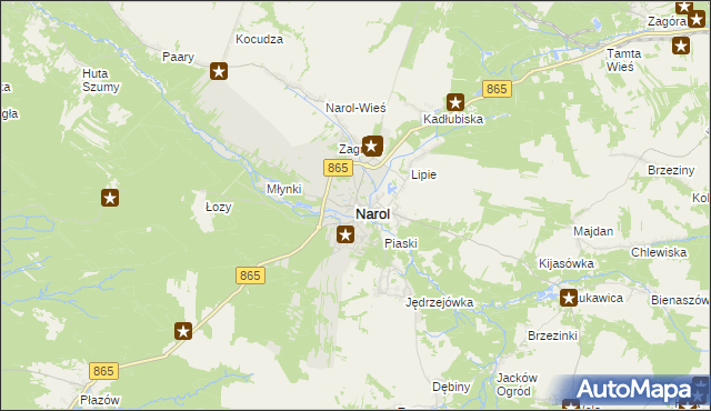 mapa Narol, Narol na mapie Targeo