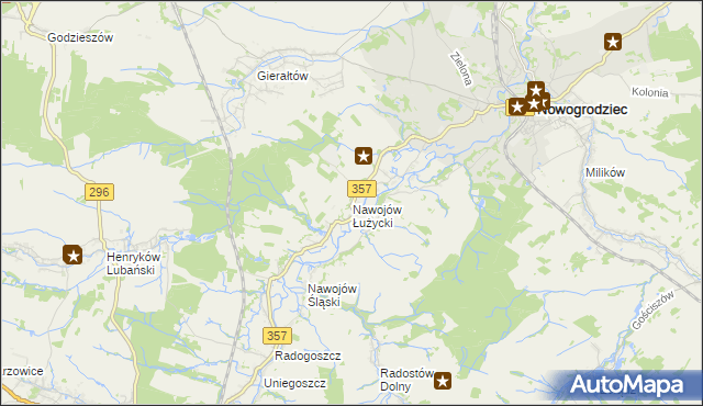 mapa Nawojów Łużycki, Nawojów Łużycki na mapie Targeo