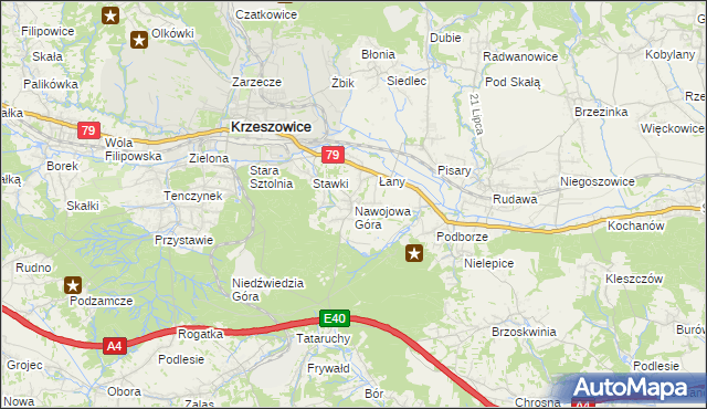 mapa Nawojowa Góra, Nawojowa Góra na mapie Targeo