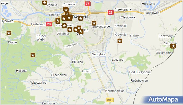 mapa Nehrybka, Nehrybka na mapie Targeo