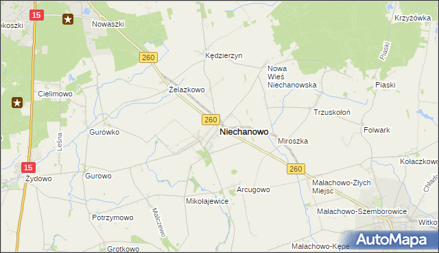 mapa Niechanowo, Niechanowo na mapie Targeo