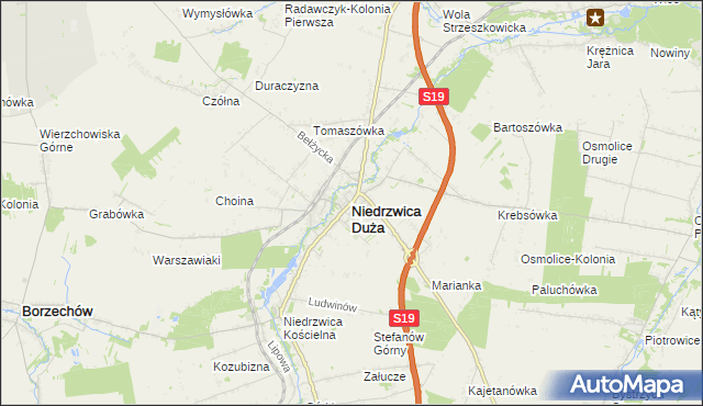 mapa Niedrzwica Duża, Niedrzwica Duża na mapie Targeo