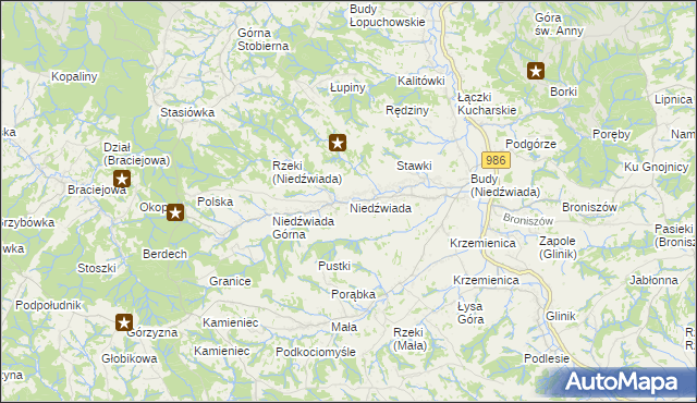 mapa Niedźwiada gmina Ropczyce, Niedźwiada gmina Ropczyce na mapie Targeo