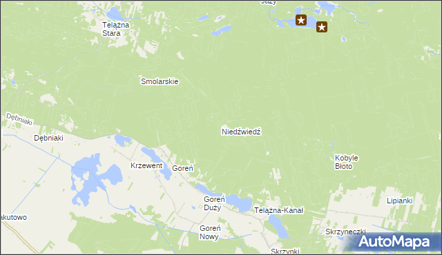 mapa Niedźwiedź gmina Baruchowo, Niedźwiedź gmina Baruchowo na mapie Targeo