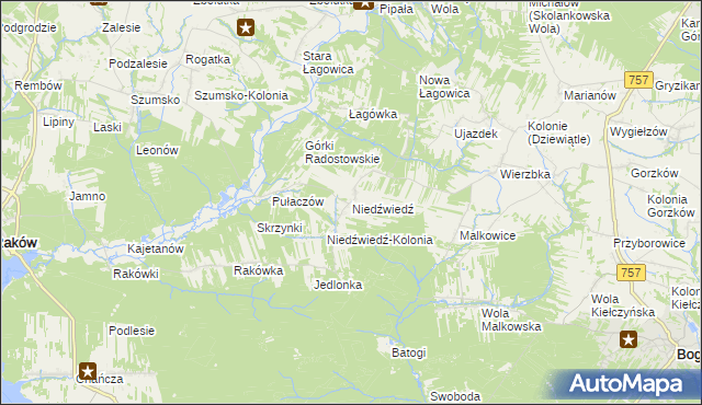 mapa Niedźwiedź gmina Bogoria, Niedźwiedź gmina Bogoria na mapie Targeo