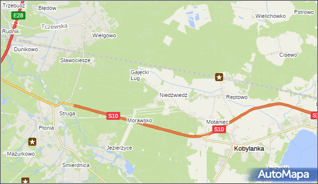 mapa Niedźwiedź gmina Kobylanka, Niedźwiedź gmina Kobylanka na mapie Targeo