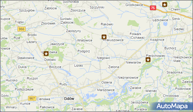 mapa Niegowić, Niegowić na mapie Targeo