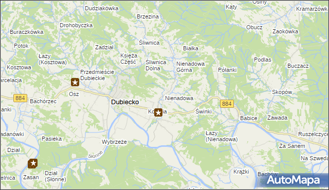 mapa Nienadowa, Nienadowa na mapie Targeo