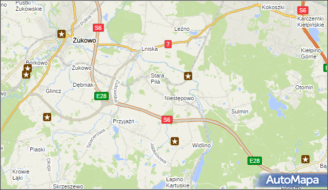 mapa Niestępowo, Niestępowo na mapie Targeo