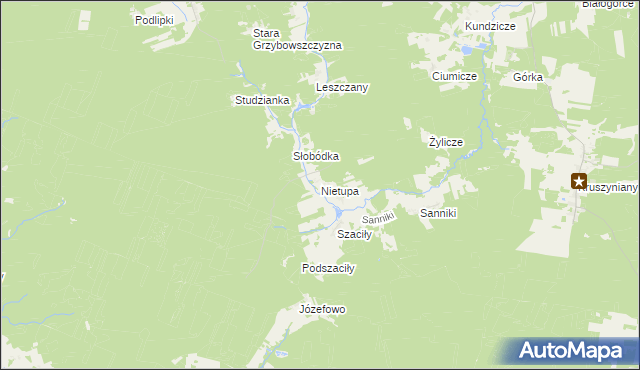 mapa Nietupa, Nietupa na mapie Targeo