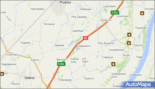 mapa Niewieścin, Niewieścin na mapie Targeo