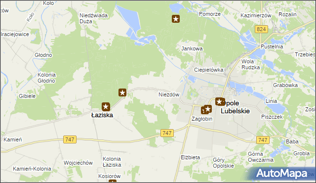 mapa Niezdów gmina Opole Lubelskie, Niezdów gmina Opole Lubelskie na mapie Targeo