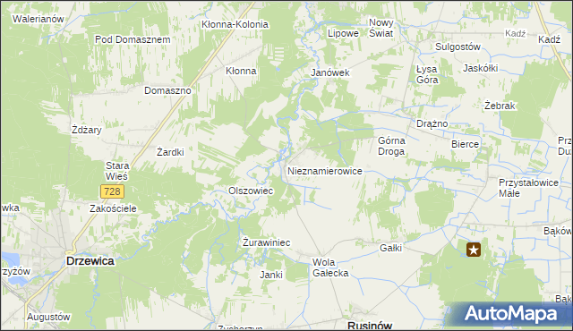 mapa Nieznamierowice, Nieznamierowice na mapie Targeo