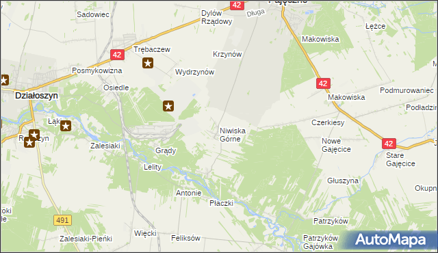 mapa Niwiska Górne, Niwiska Górne na mapie Targeo