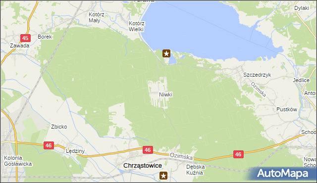 mapa Niwki gmina Chrząstowice, Niwki gmina Chrząstowice na mapie Targeo