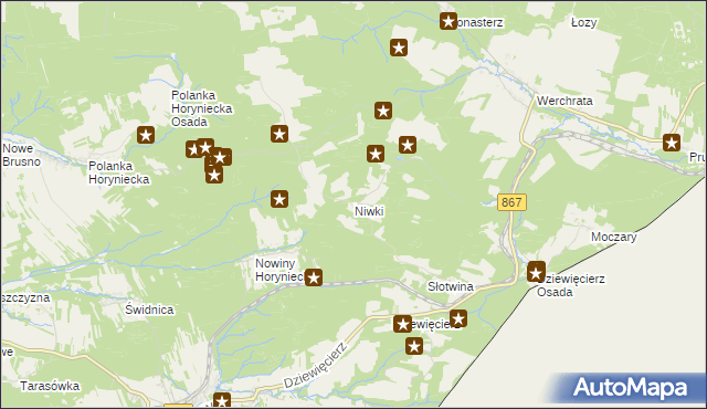 mapa Niwki gmina Horyniec-Zdrój, Niwki gmina Horyniec-Zdrój na mapie Targeo