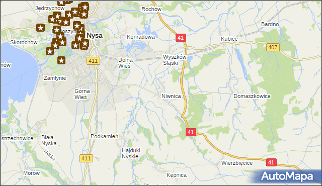 mapa Niwnica, Niwnica na mapie Targeo