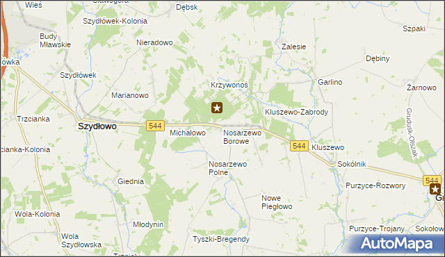 mapa Nosarzewo Borowe, Nosarzewo Borowe na mapie Targeo