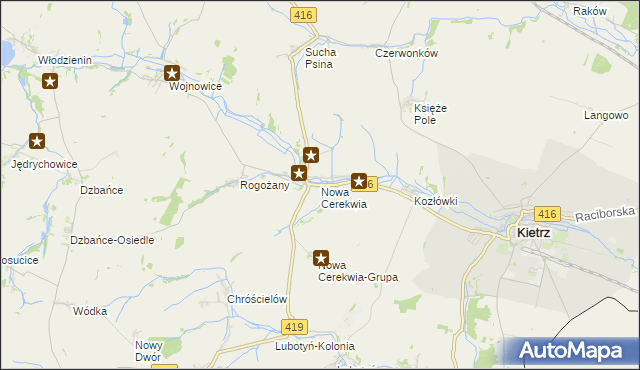 mapa Nowa Cerekwia, Nowa Cerekwia na mapie Targeo