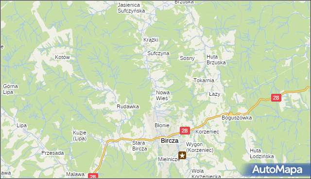 mapa Nowa Wieś gmina Bircza, Nowa Wieś gmina Bircza na mapie Targeo