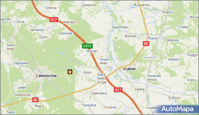 mapa Nowa Wieś gmina Kołbiel, Nowa Wieś gmina Kołbiel na mapie Targeo