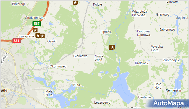 mapa Nowa Wieś gmina Suwałki, Nowa Wieś gmina Suwałki na mapie Targeo