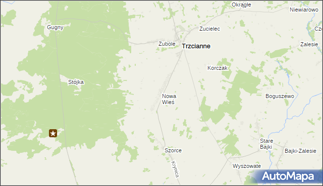 mapa Nowa Wieś gmina Trzcianne, Nowa Wieś gmina Trzcianne na mapie Targeo