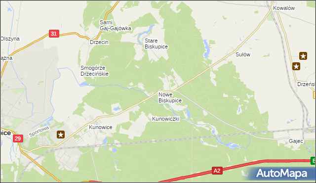 mapa Nowe Biskupice gmina Słubice, Nowe Biskupice gmina Słubice na mapie Targeo