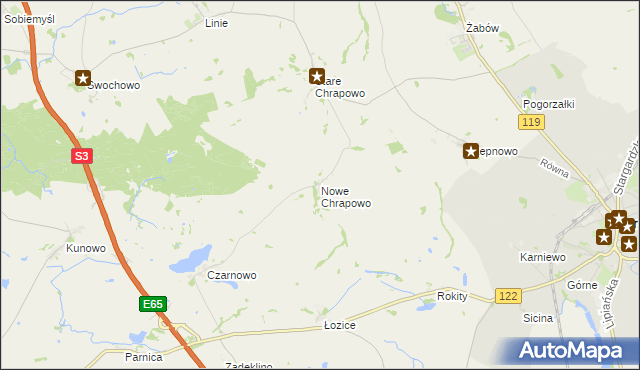 mapa Nowe Chrapowo, Nowe Chrapowo na mapie Targeo