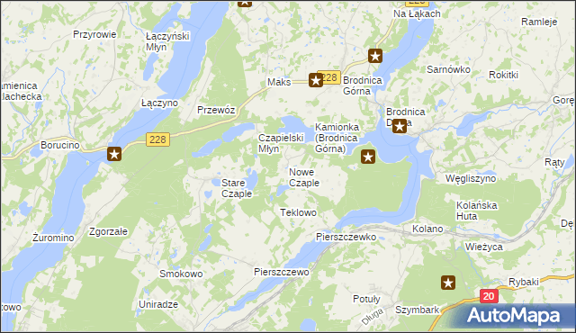mapa Nowe Czaple gmina Stężyca, Nowe Czaple gmina Stężyca na mapie Targeo