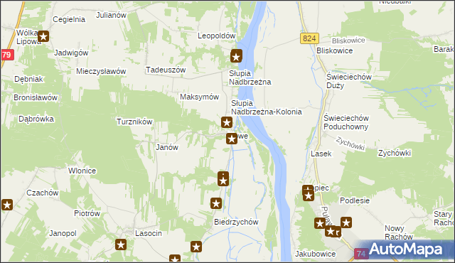 mapa Nowe gmina Ożarów, Nowe gmina Ożarów na mapie Targeo