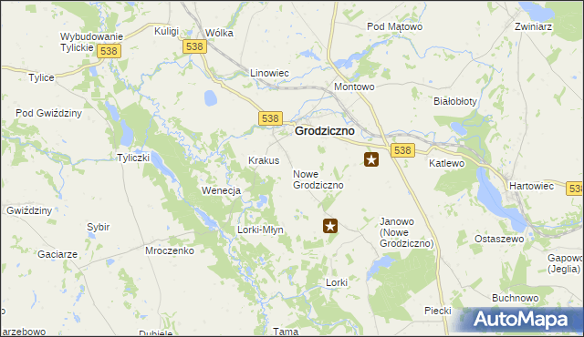 mapa Nowe Grodziczno, Nowe Grodziczno na mapie Targeo