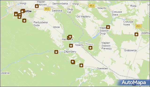 mapa Nowiny gmina Susiec, Nowiny gmina Susiec na mapie Targeo