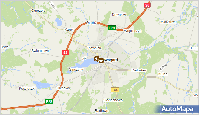 mapa Nowogard, Nowogard na mapie Targeo