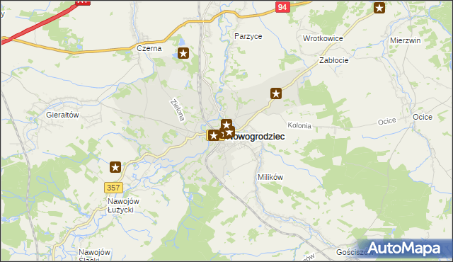 mapa Nowogrodziec, Nowogrodziec na mapie Targeo