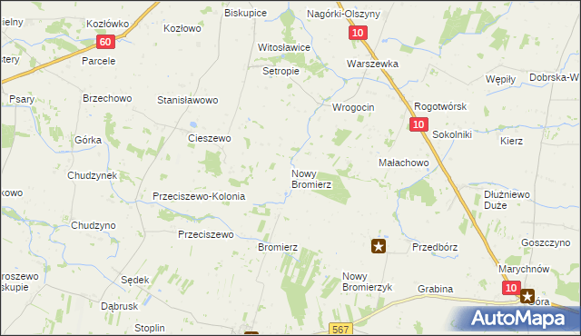 mapa Nowy Bromierz, Nowy Bromierz na mapie Targeo