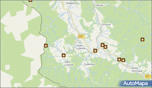 mapa Nowy Łupków, Nowy Łupków na mapie Targeo