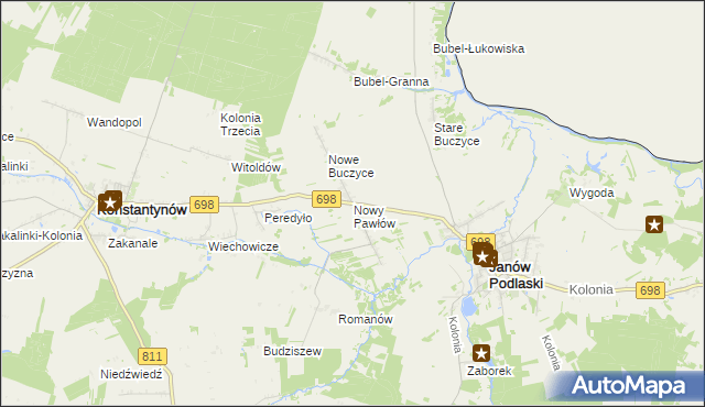 mapa Nowy Pawłów, Nowy Pawłów na mapie Targeo