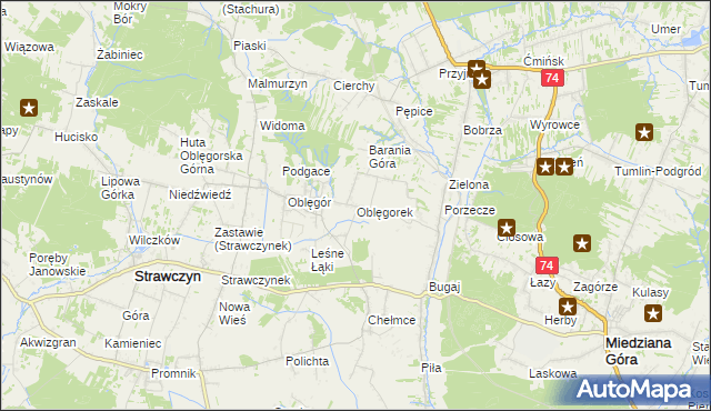 mapa Oblęgorek, Oblęgorek na mapie Targeo