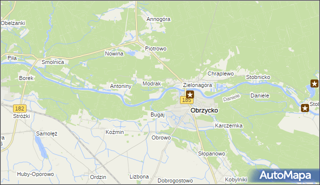 mapa Obrzycko-Zamek, Obrzycko-Zamek na mapie Targeo