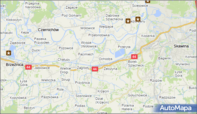 mapa Ochodza gmina Skawina, Ochodza gmina Skawina na mapie Targeo