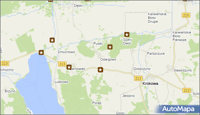 mapa Odargowo gmina Krokowa, Odargowo gmina Krokowa na mapie Targeo