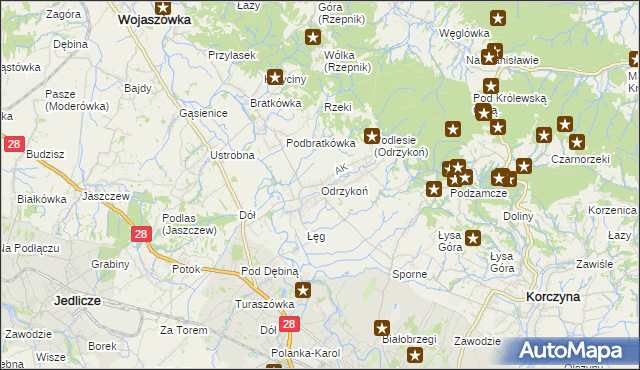 mapa Odrzykoń, Odrzykoń na mapie Targeo