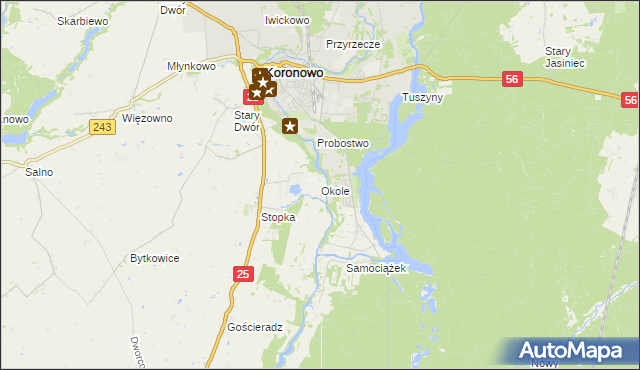 mapa Okole gmina Koronowo, Okole gmina Koronowo na mapie Targeo