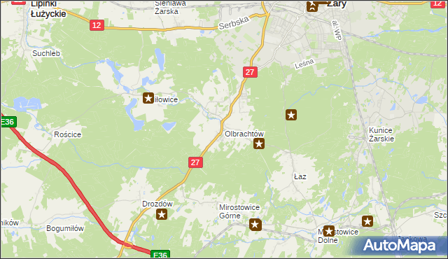 mapa Olbrachtów, Olbrachtów na mapie Targeo