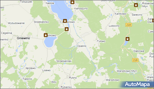 mapa Opalino, Opalino na mapie Targeo